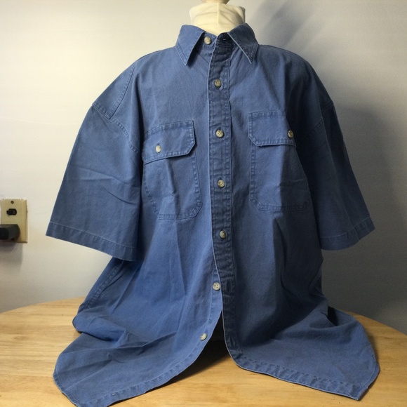 L.L.Bean Sunwashed Canvas Shirt, Traditional Fit Short-Sleeve - Picture 1 of 11